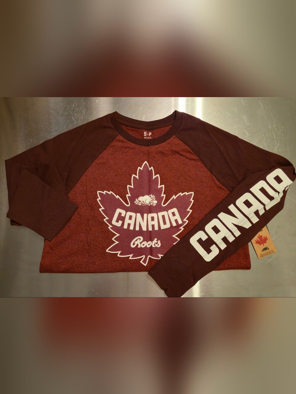 Roots Men's Canada Maple Leaf Raglan Long Sleeve T-Shirt - Made In Canada